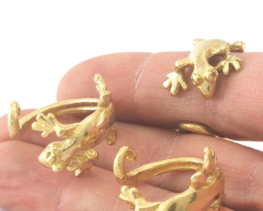 Lizard Animal Adjustable Ring Raw Brass (20mm 10US inner size) 4229