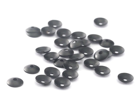 Bead Caps Black Painted Brass 4.5mm Cambered Circle tag middle hole Charms ,Findings, 103B-12 tmlp