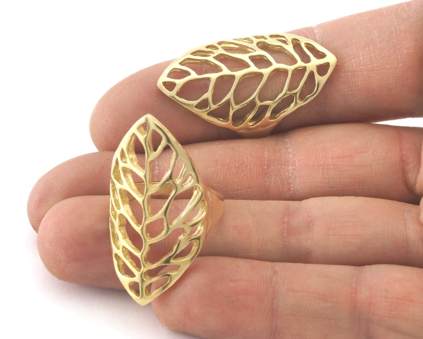 Leaf Shape Ring Adjustable Raw brass (18mm 8US inner size) OZ591