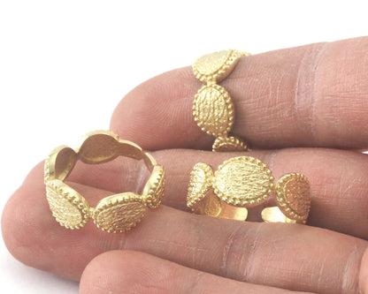Oval Textured Ring Adjustable Raw Brass (16.5mm 6US-8US inner size 4.5US optional) 4232