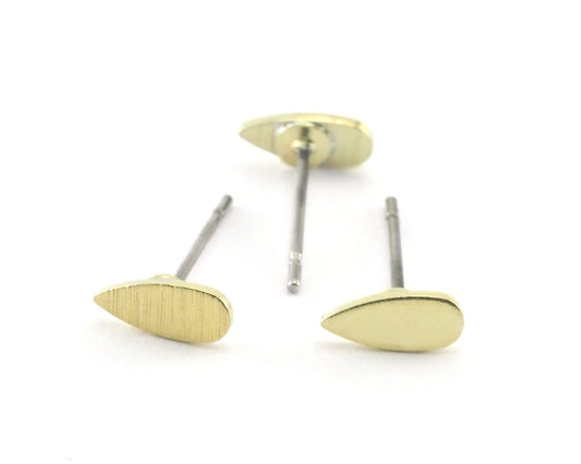 Minimalist Drop Earring Stud Post Raw Brass 7x3mm Earring Blanks 126