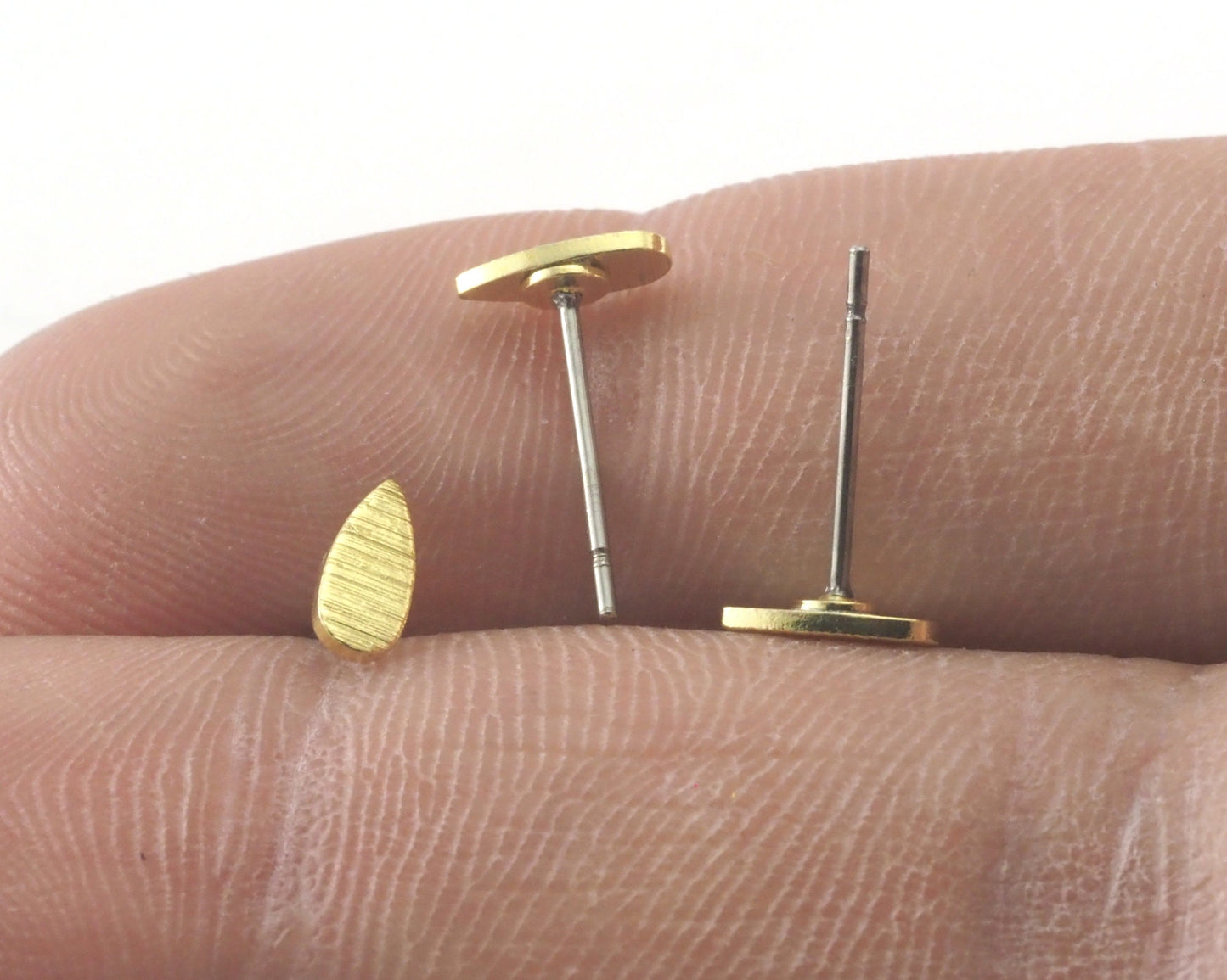 Minimalist Drop Earring Stud Post Raw Brass 7x3mm Earring Blanks 126