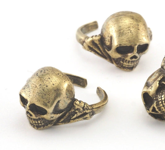 Skull Ring Adjustable Antique Bronze Plated brass (17mm 7US inner size) Oz749 ring30