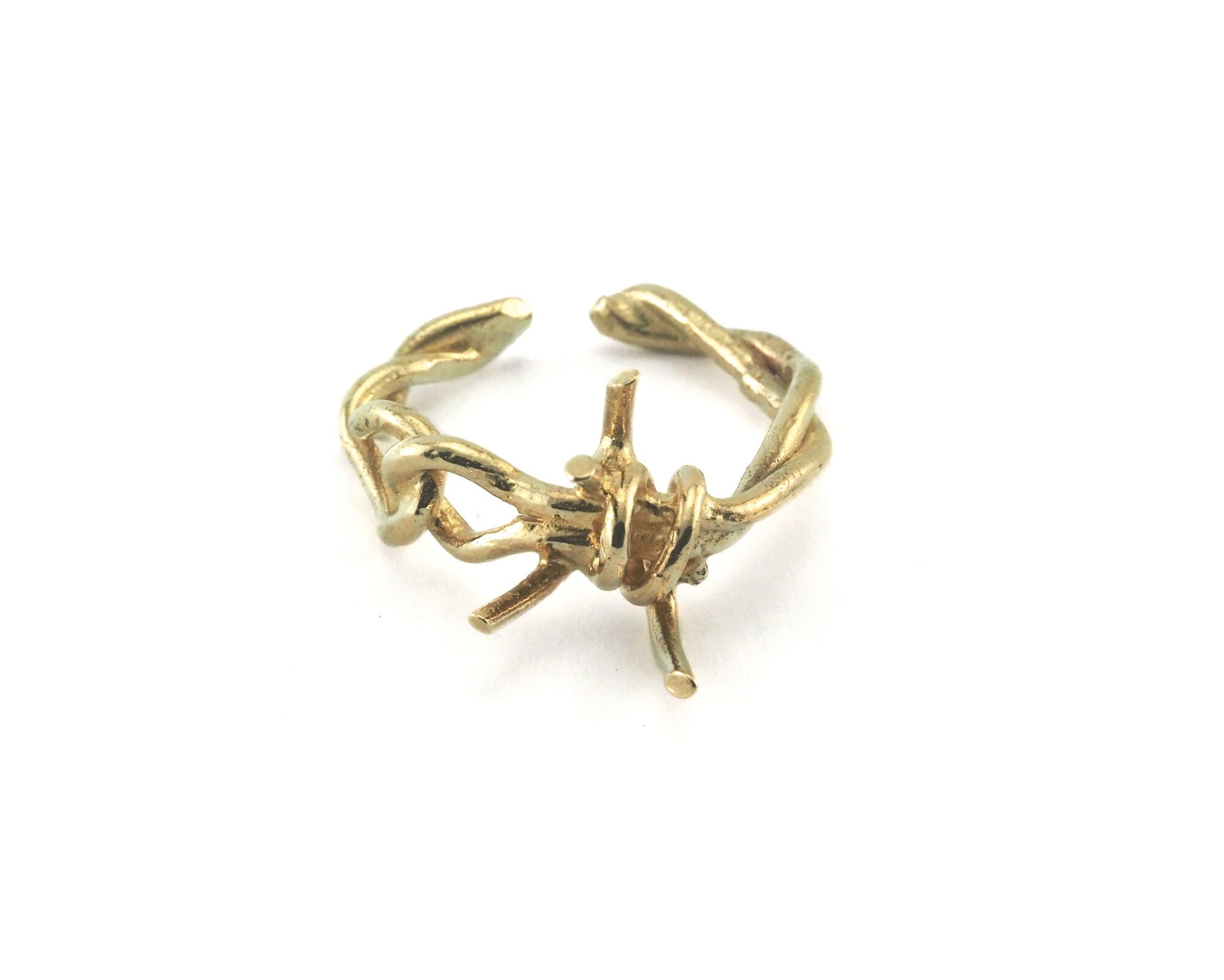 Barbed wire Adjustable Ring Raw Brass (7-9US inner size) OZ4242