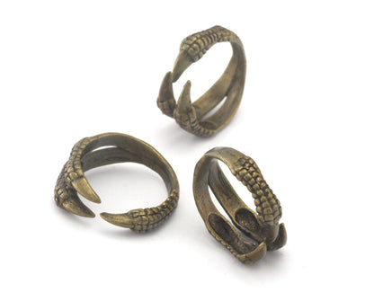 Claw ring adjustable Antique bronze plated brass (18mm 8US inner size) OZ2635