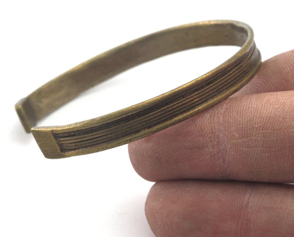 Cuff Bracelet Lines Adjustable Antique Bronze Plated Brass (65mm inner size - Adjustable ) OZ3179