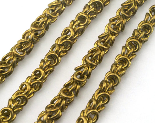 Byzantine Chain Handmade Raw Brass 4mm z165