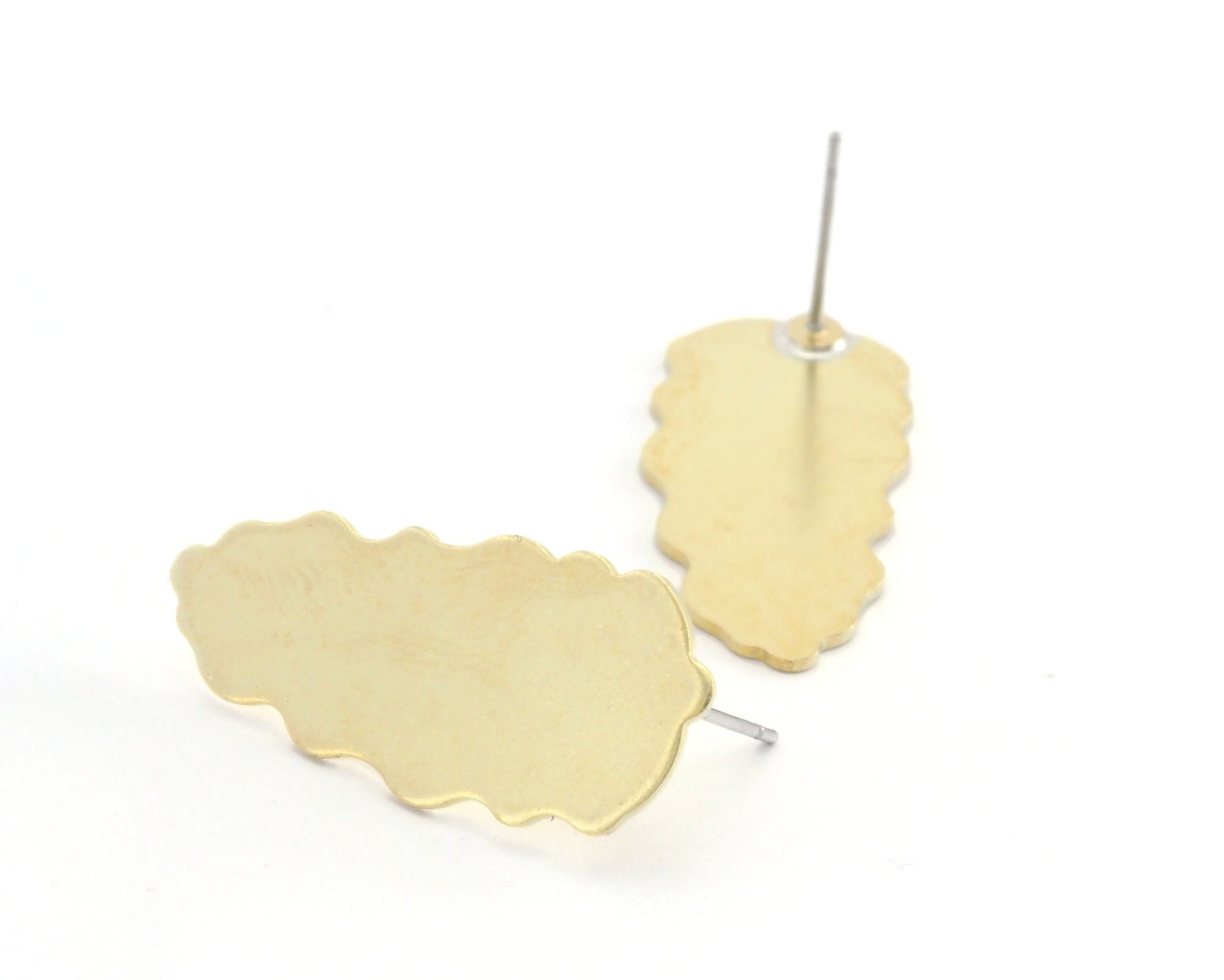 Leaf Earring Stud Post Raw Brass 30mm Earring Blanks 686