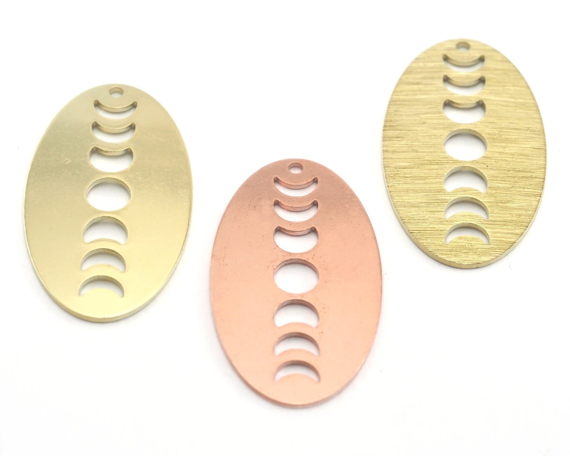 Oval Half Moon Star Copper - raw brass 35x19mm 1 hole charms findings 4254