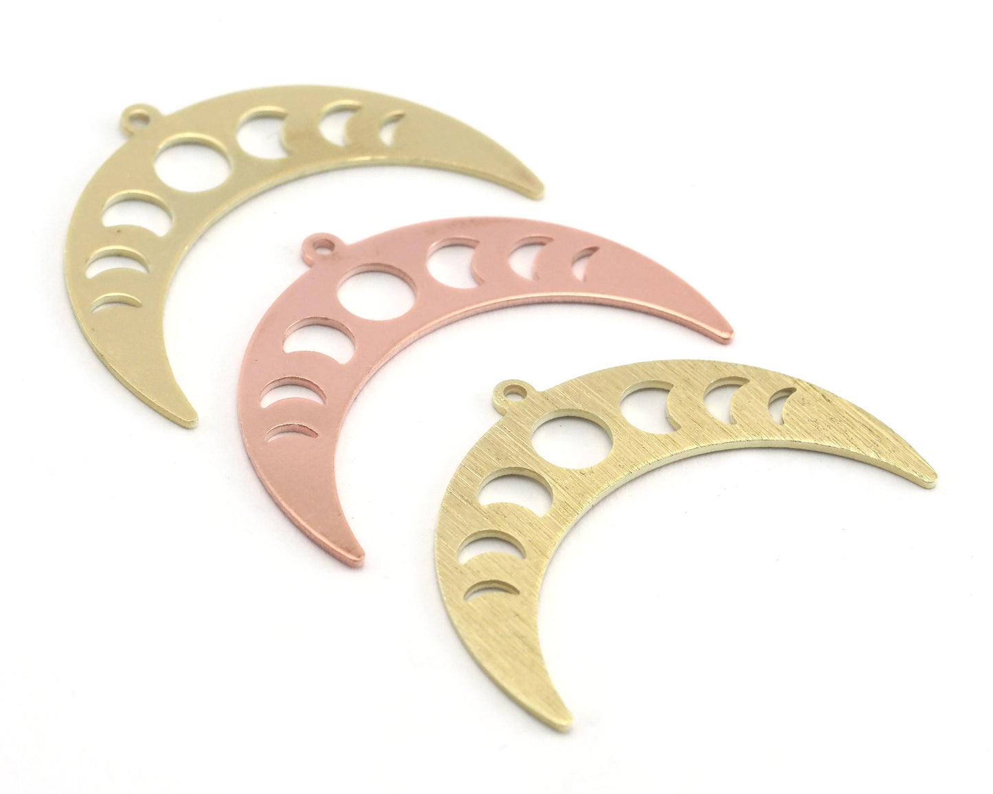 Crescent Star Moon Phase Charms Raw Brass - Brushed - Copper 35.5mm 0.8 mm 1 hole Findings 4258