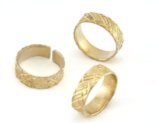 Minimalist Band Ring Textured Adjustable Raw Brass (7-9US inner size) OZ4275