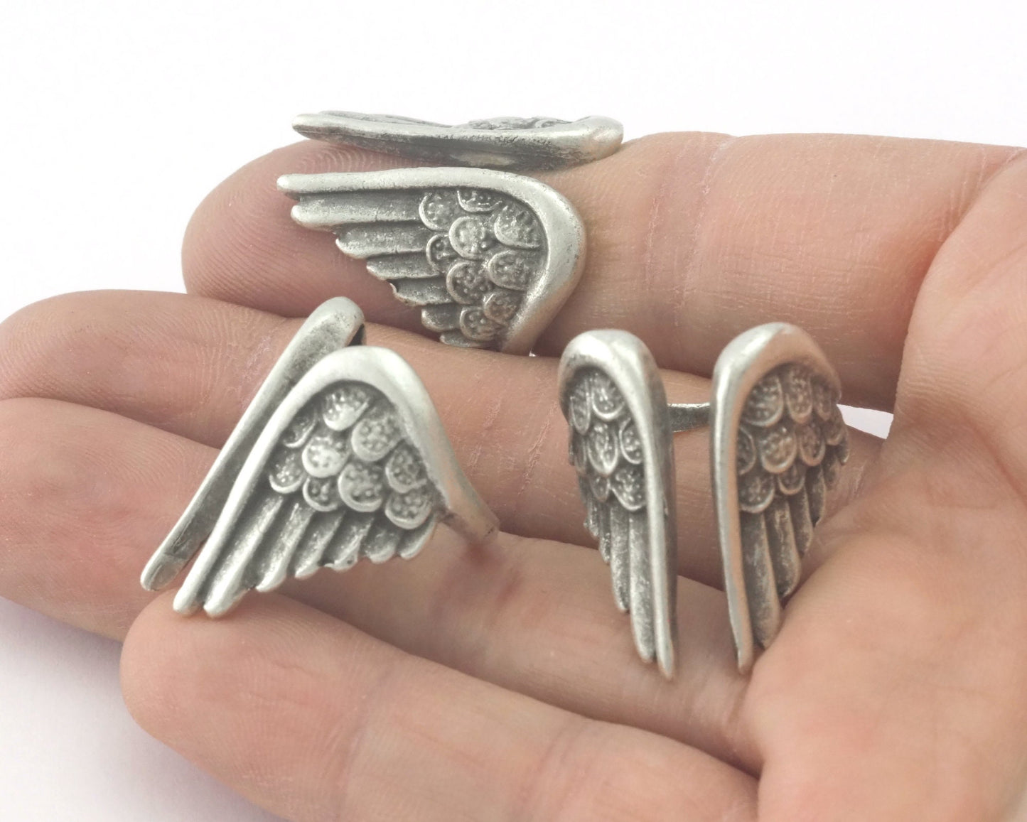 Wings ring adjustable statement ring Antique silver plated brass (6 - 8 US inner size Adjustable ) Oz4286
