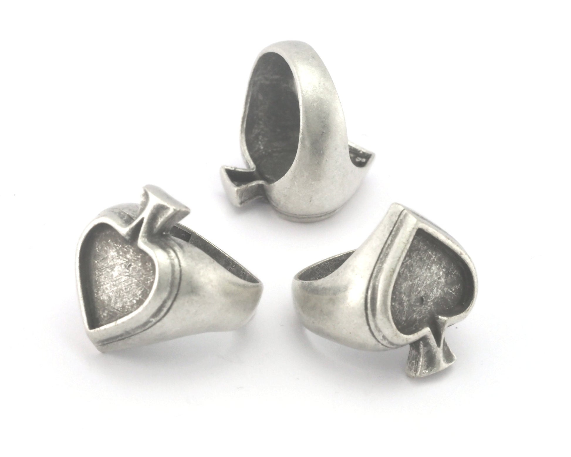 Spades Pikes Ring Base Bezel Blank Antique silver plated brass (19.5mm 9.5US inner size ) OZ4289