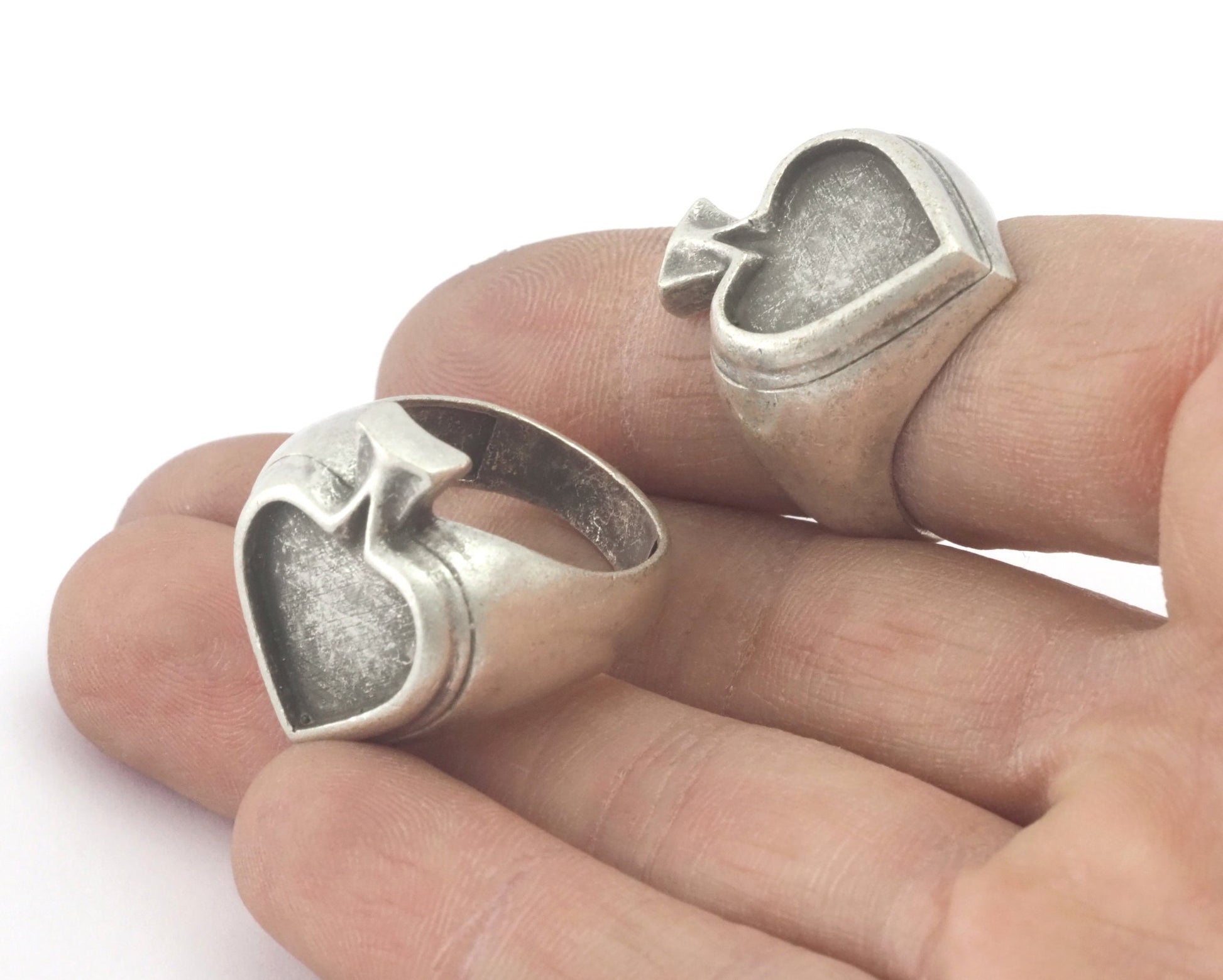 Spades Pikes Ring Base Bezel Blank Antique silver plated brass (19.5mm 9.5US inner size ) OZ4289