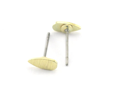 Minimalist Drop Earring Stud Post Raw Brass 7x3mm Earring Blanks 126