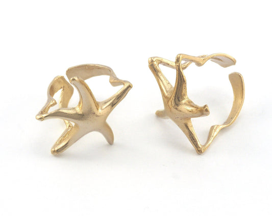 Starfish Ring Adjustable Raw brass (17.5mm 7US inner size) OZ2635