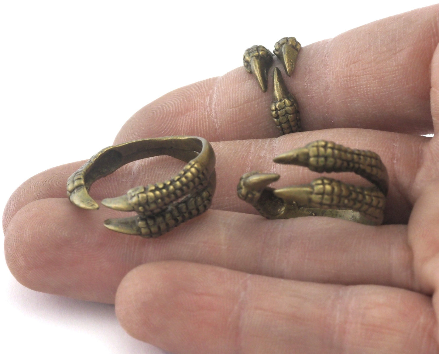 Claw ring adjustable Antique bronze plated brass (18mm 8US inner size) OZ2635