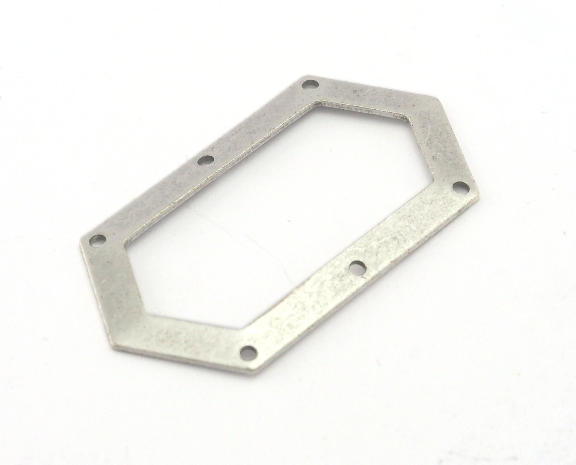 Elongated Hexagon Shape Antique Silver Plated Brass 45x24mm 0.8 Thickness stamping blank 6 hole tag pendant 2063-275