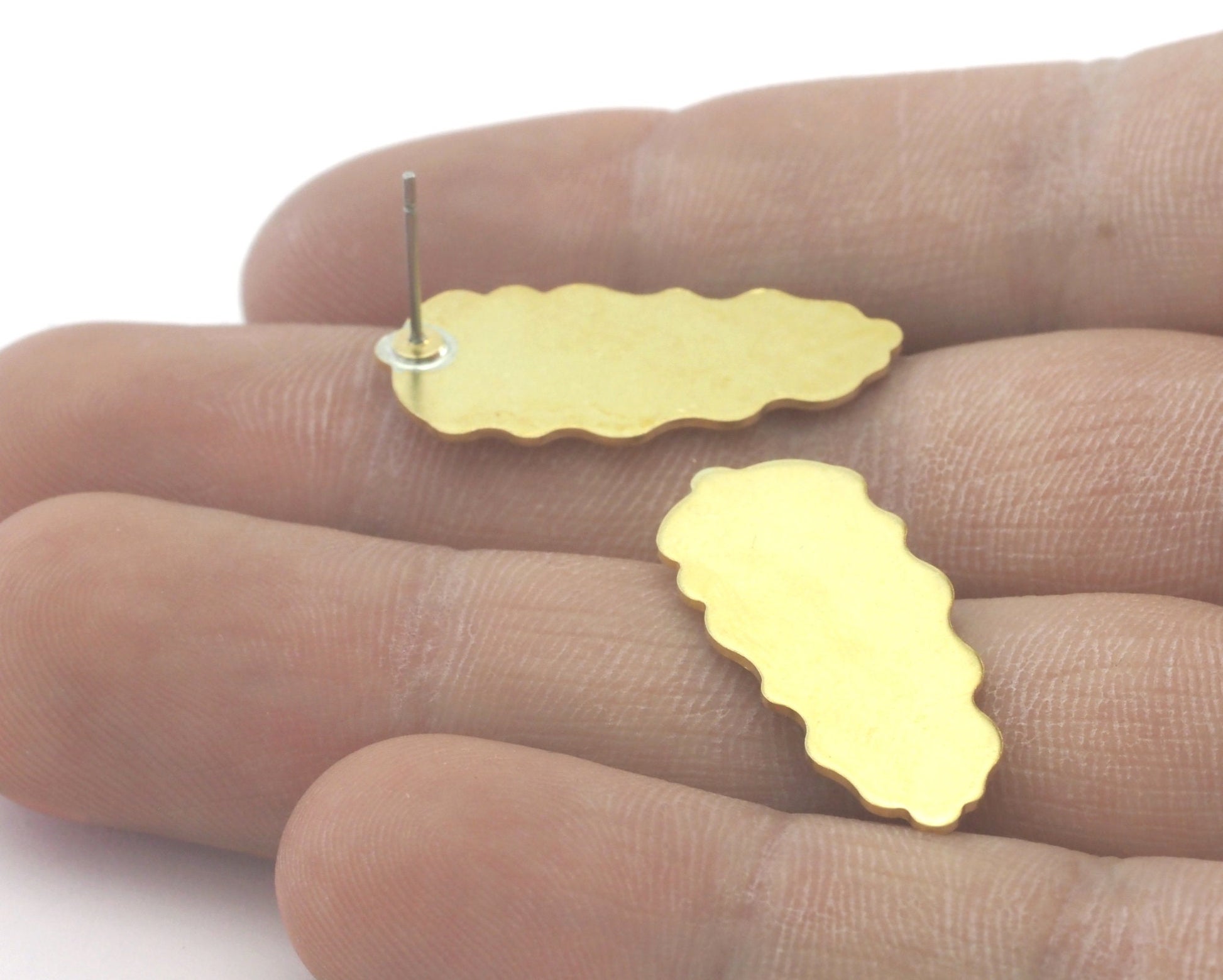 Leaf Earring Stud Post Raw Brass 30mm Earring Blanks 686