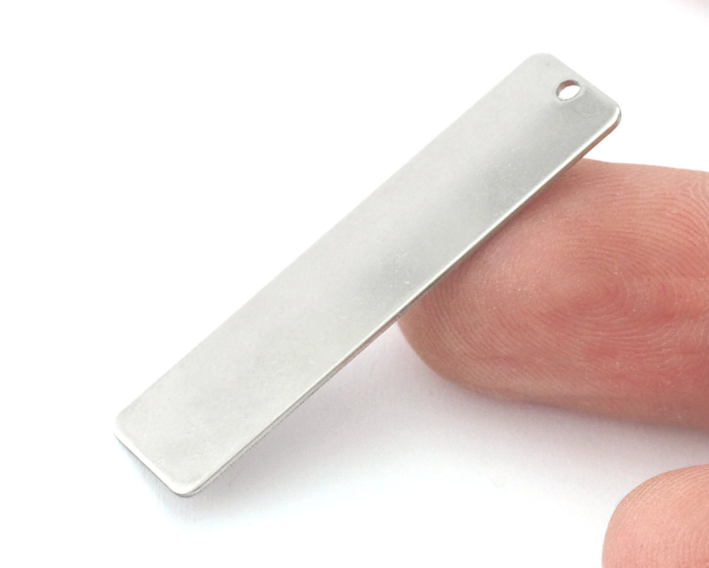 Stainless Steel Rectangle Stamping Blank Charms, Tag for Stamping, 1 hole 10x40mm OZ4281