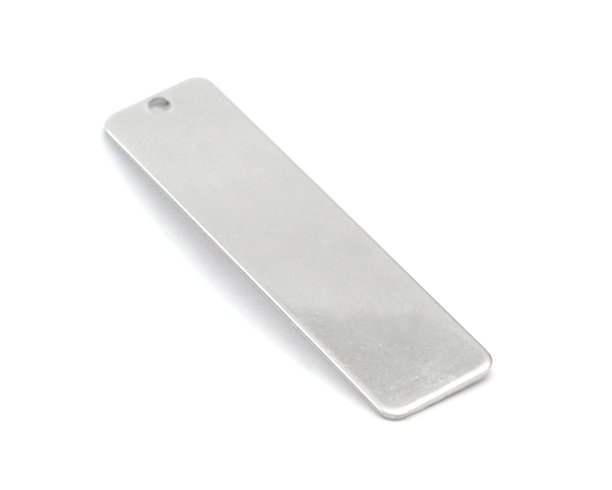 Stainless Steel Rectangle Stamping Blank Charms, Tag for Stamping, 1 hole 10x40mm OZ4281