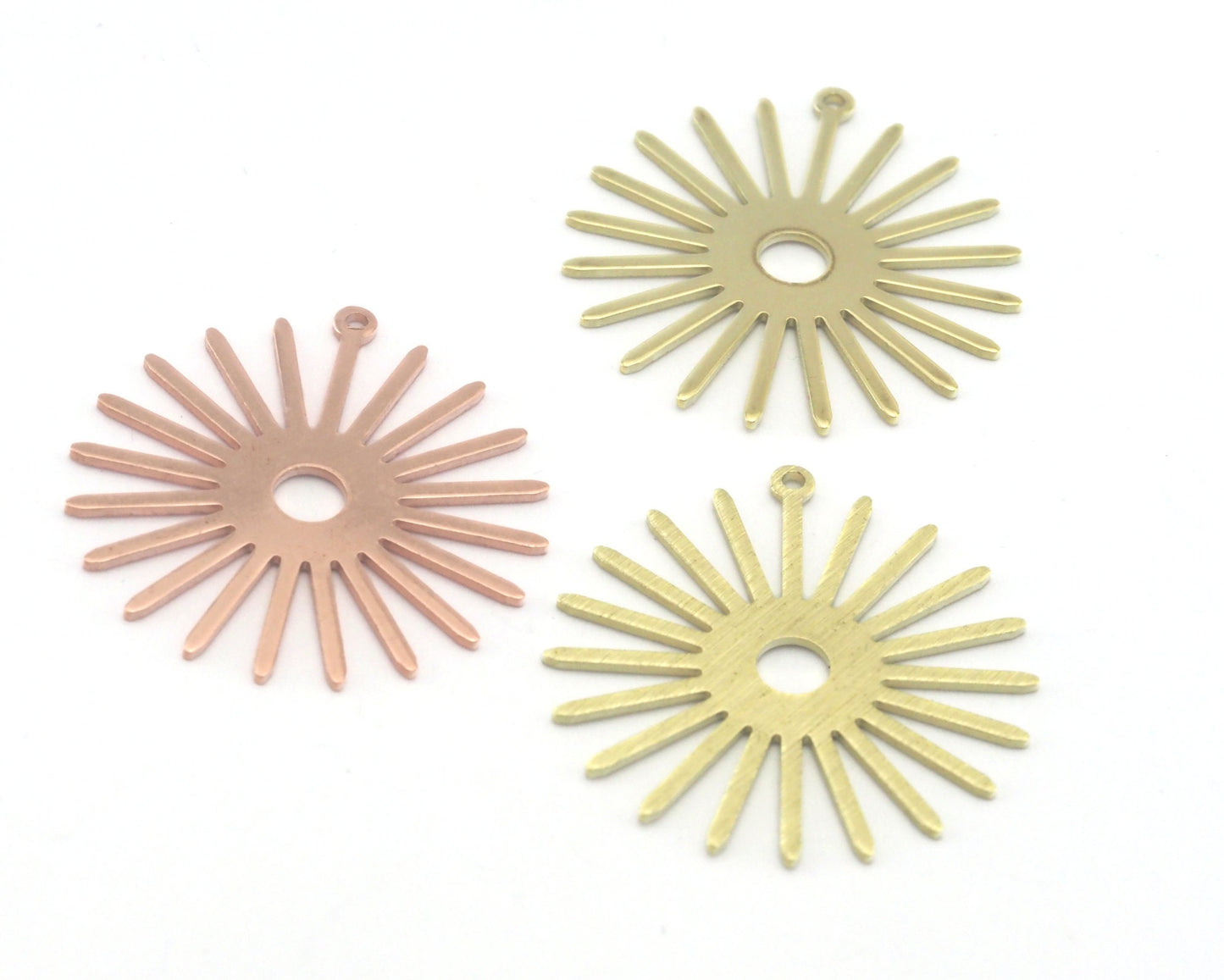 Sun Flat Charms 31.5x30mm Raw Copper - Raw Brass - Brushed findings R405-220