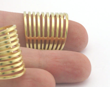 Statement ring separate lines Adjustable Ring Raw Brass (6US 9.5US inner size) OZ4297 23mm