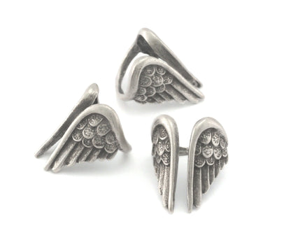 Wings ring adjustable statement ring Antique silver plated brass (6 - 8 US inner size Adjustable ) Oz4286