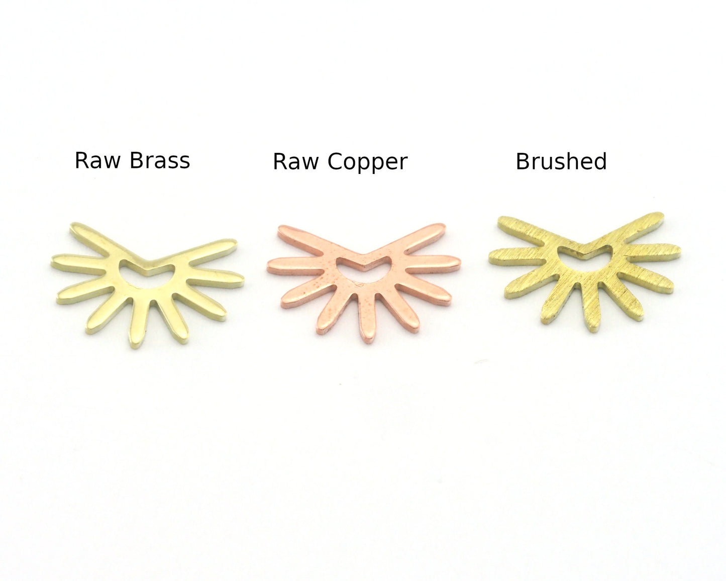 Sun Charms 15x11.5mm 1 hole Raw Copper - Brass - Brushed Brass findings R418-46