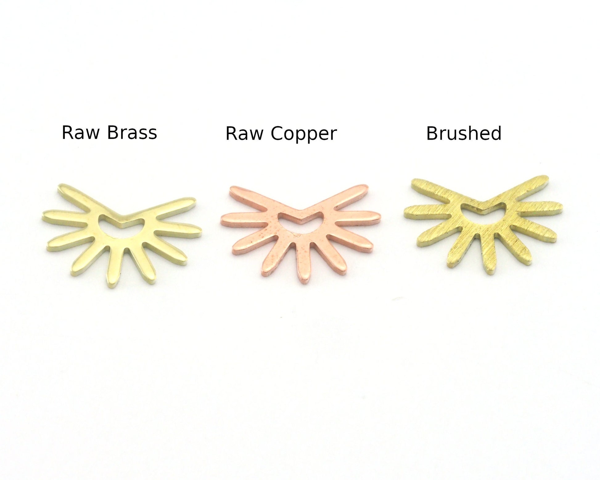 Sun Charms 15x11.5mm 1 hole Raw Copper - Brass - Brushed Brass findings R418-46