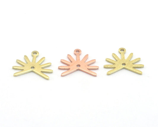 Sun Charms 15x13.2mm 2 hole Raw Copper - Brass - Brushed Brass findings R420-46