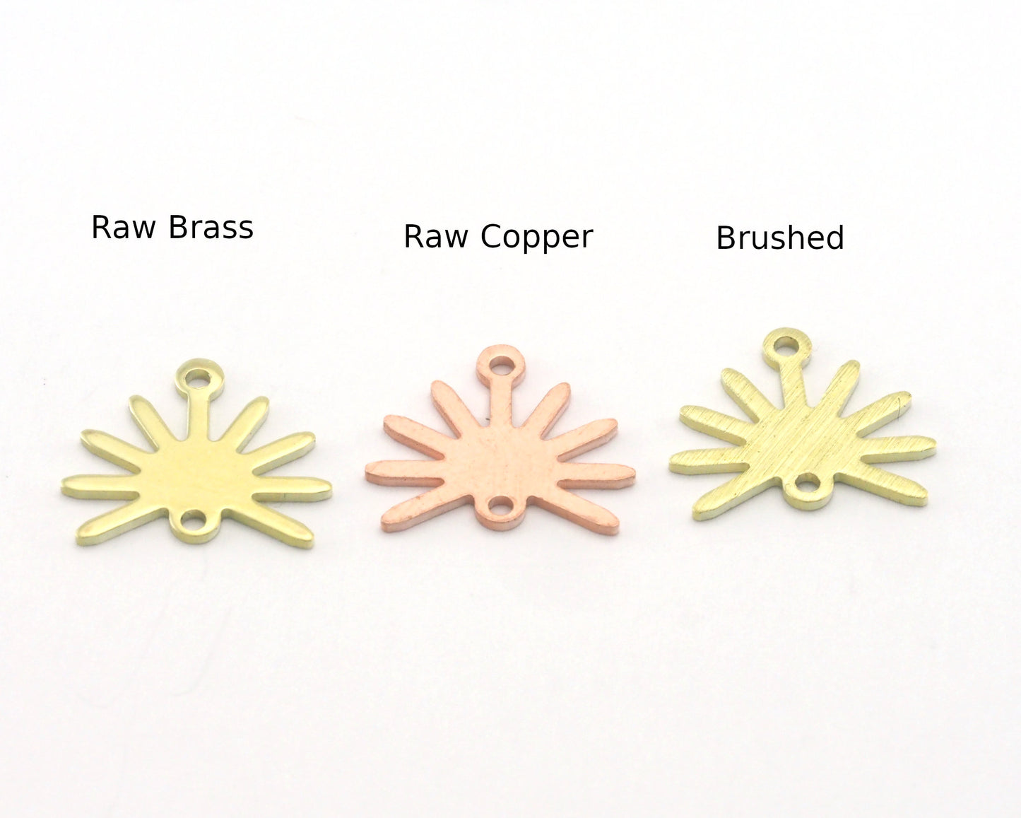Sun Charms 15x13.2mm 2 hole Raw Copper - Brass - Brushed Brass findings R421-46