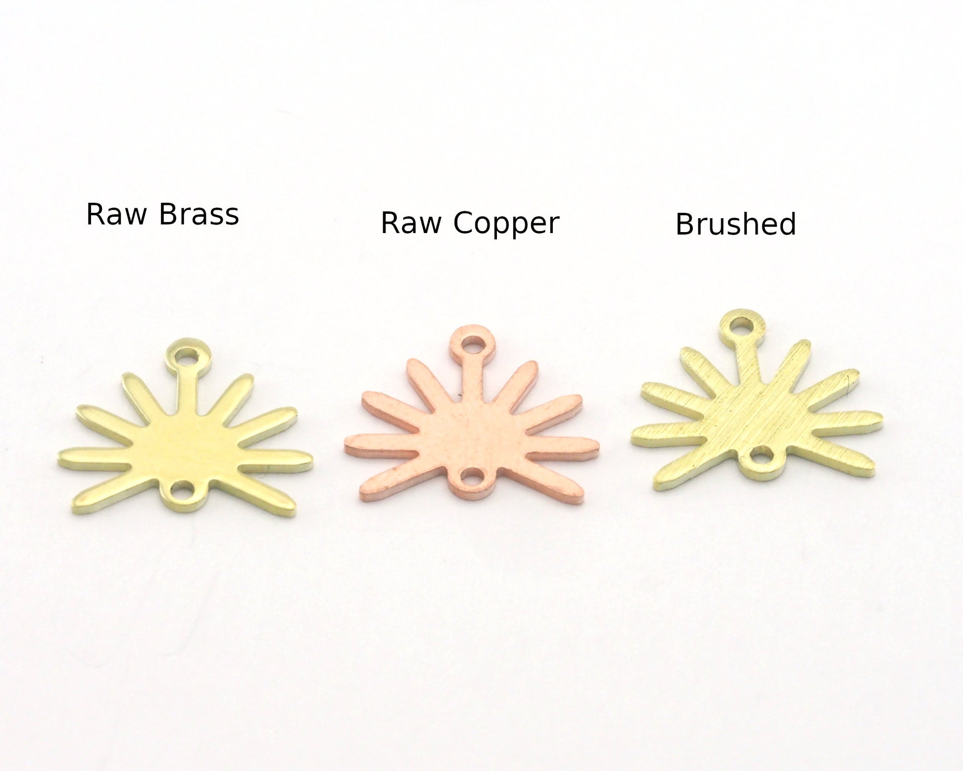 Sun Charms 15x13.2mm 2 hole Raw Copper - Brass - Brushed Brass findings R421-46