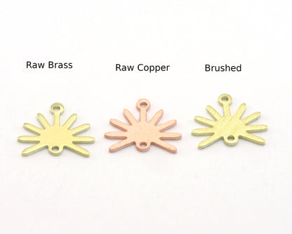Sun Charms 15x13.2mm 2 hole Raw Copper - Brass - Brushed Brass findings R421-46