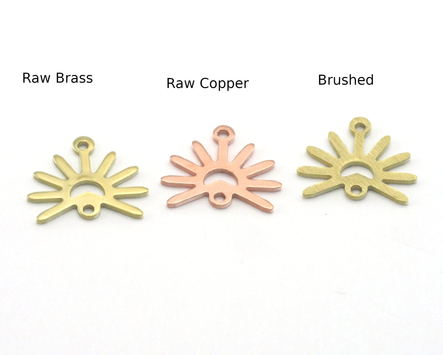 Sun Charms 15x13.2mm 2 hole Raw Copper - Brass - Brushed Brass findings R422-46