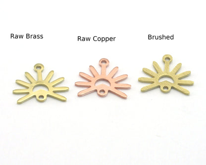 Sun Charms 15x13.2mm 2 hole Raw Copper - Brass - Brushed Brass findings R422-46