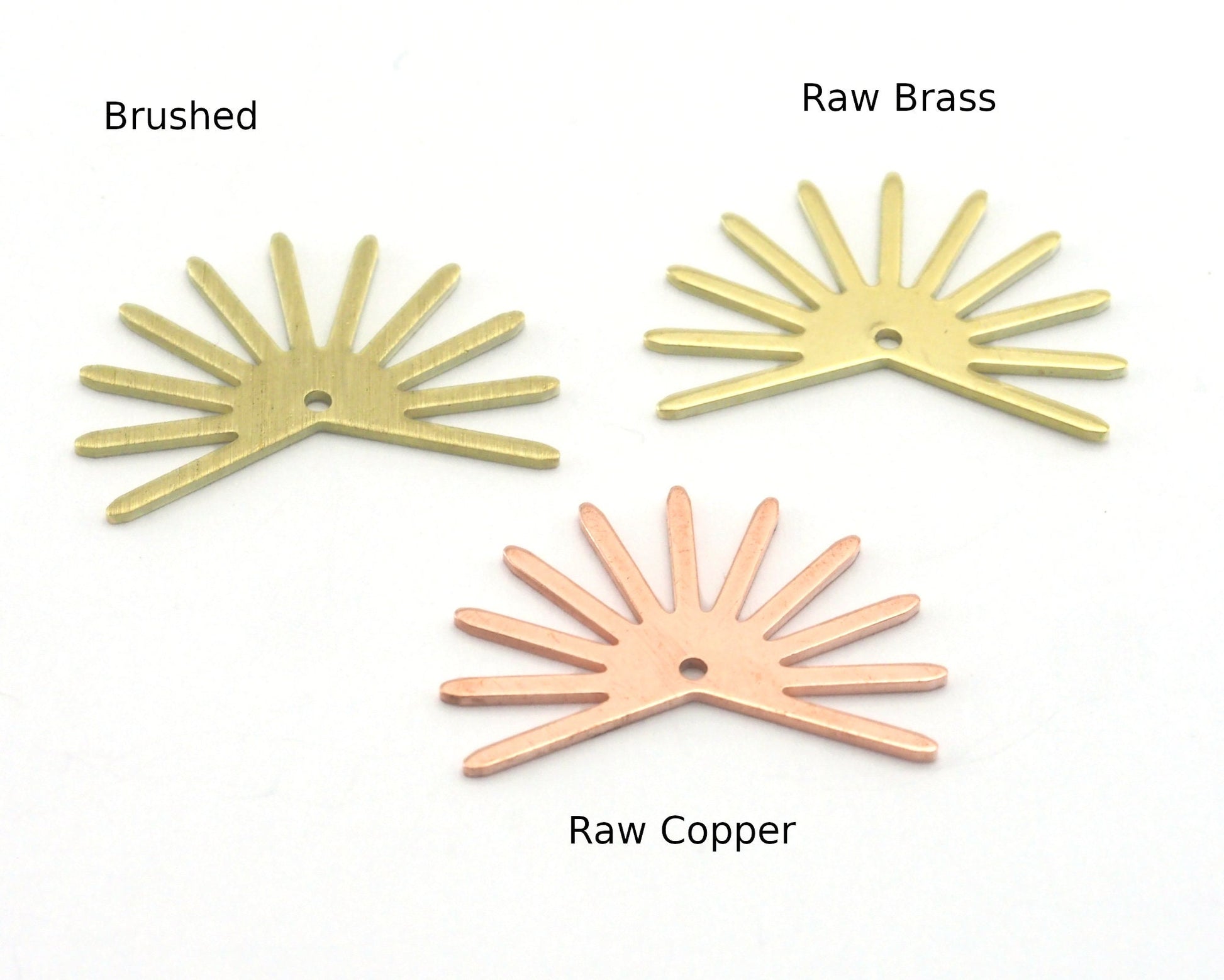 Sun Charms 25x17mm 1 hole Raw Copper - Brass - Brushed Brass findings R427-100