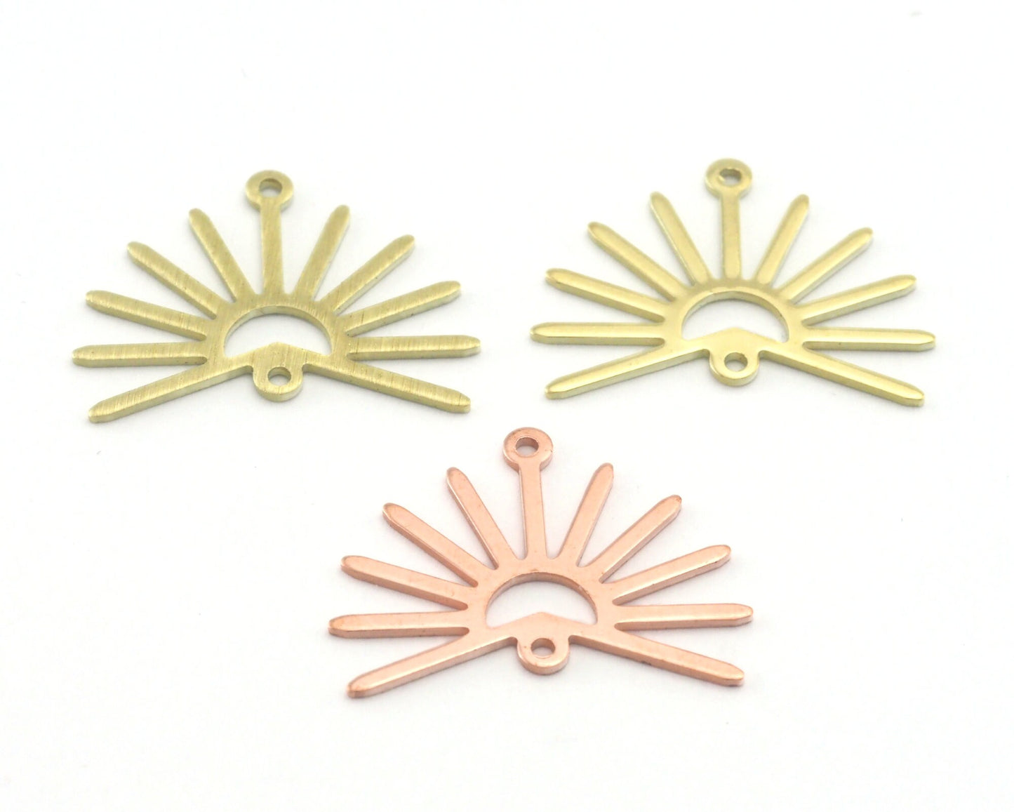 Sun Charms 25x19mm 1 hole Raw Copper - Brass - Brushed Brass findings R429-95