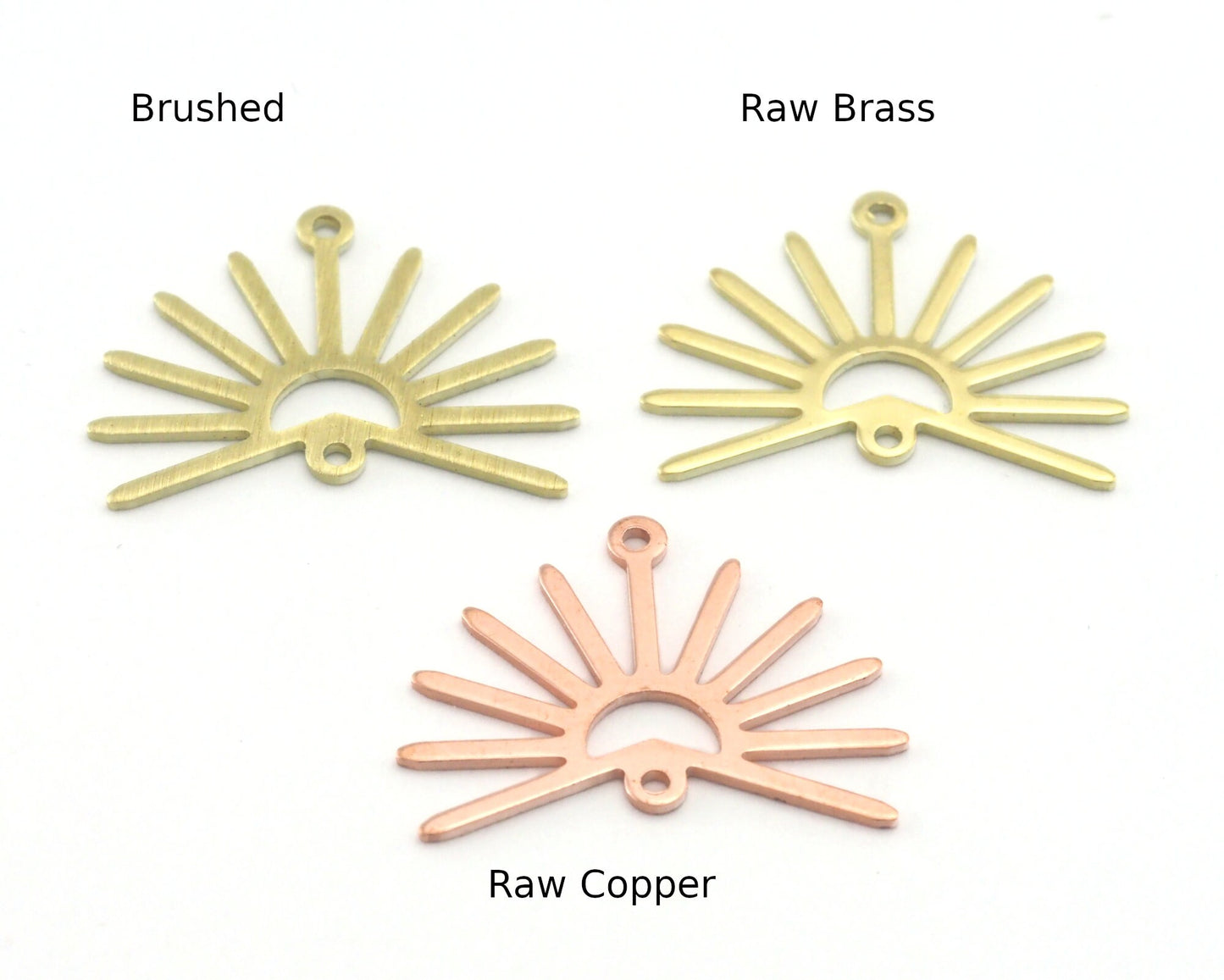 Sun Charms 25x19mm 1 hole Raw Copper - Brass - Brushed Brass findings R429-95