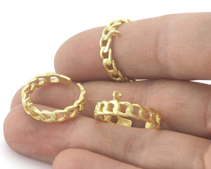 Chain Ring Adjustable Ring with loop - Raw brass (5 - 8 US inner size - Adjustable ) OZ4303