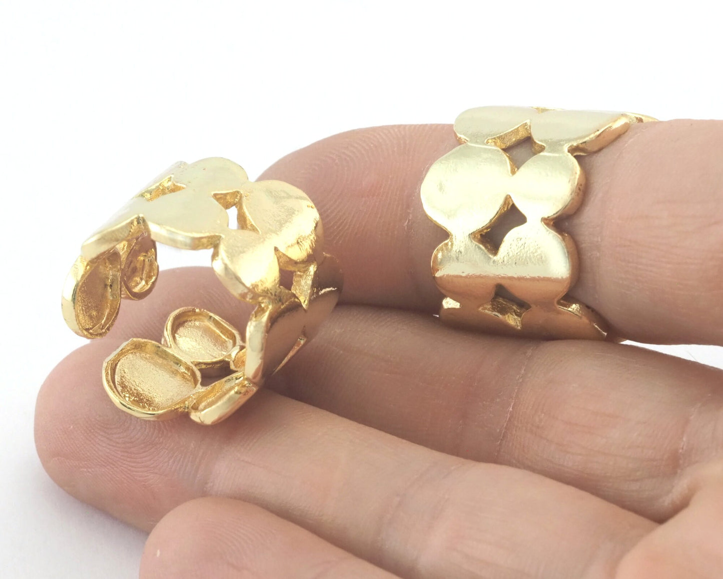 Circles Discs Ring Adjustable Shiny Gold Plated brass (18mm 8US inner size - Adjustable ) Oz3216 ring20