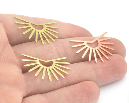 Sun Charms 30x20mm No hole Raw Copper - Brass - Brushed Brass findings R437-122