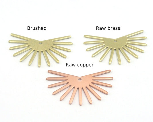 Sun Charms 30x20mm 1 hole Raw Copper - Brass - Brushed Brass findings R438-136