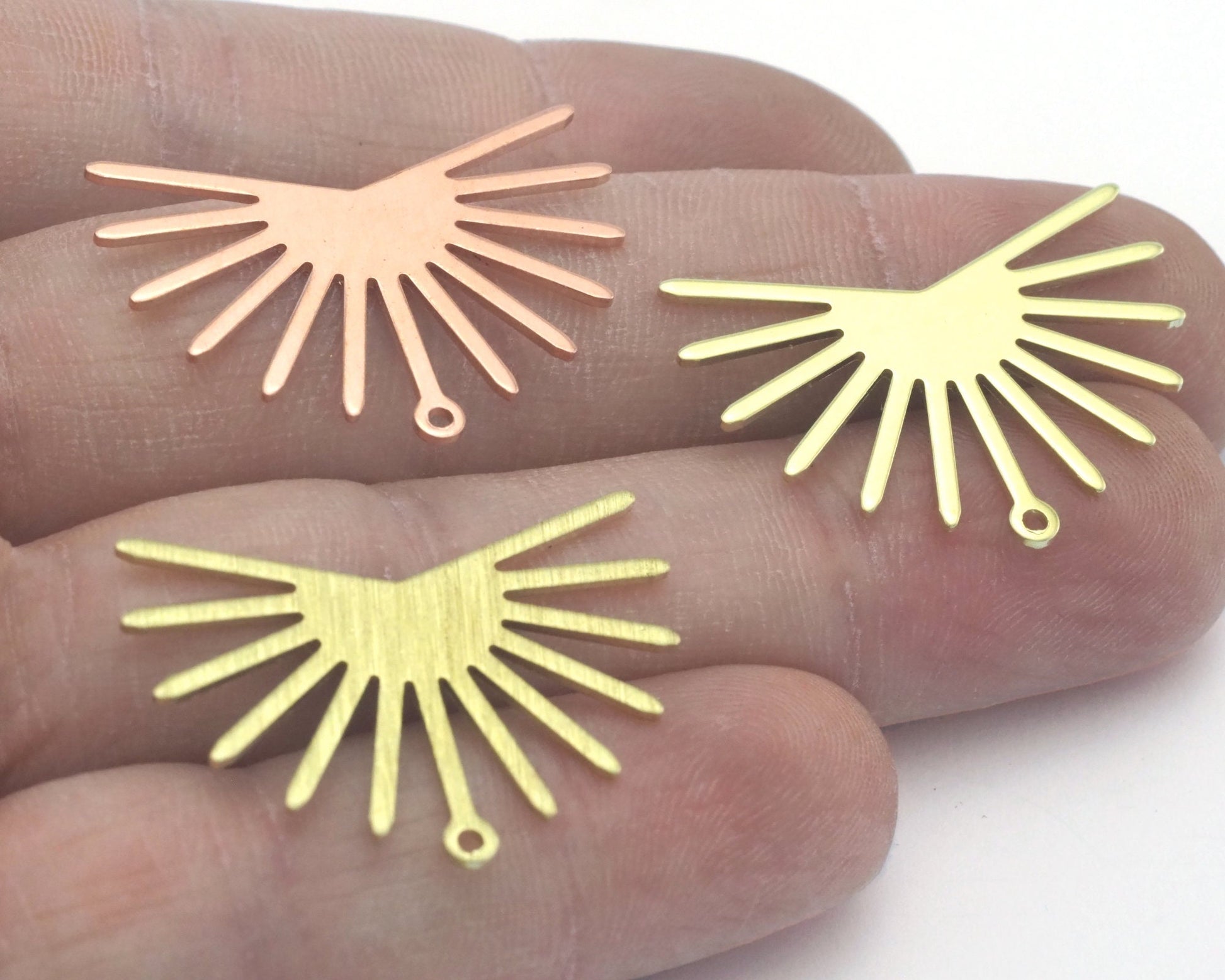 Sun Charms 30x22mm 1 hole Raw Copper - Black Painted - Brass - Brushed Brass findings R443-140