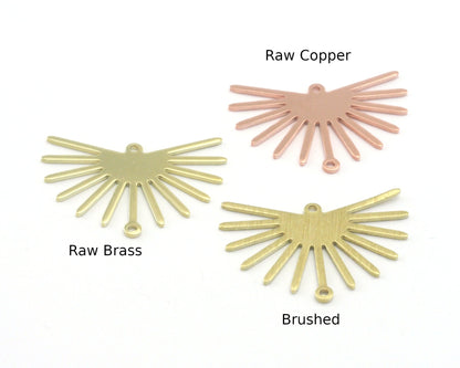 Sun Charms 25x20mm 2 hole Raw Copper - Brass - Brushed Brass findings R474-108