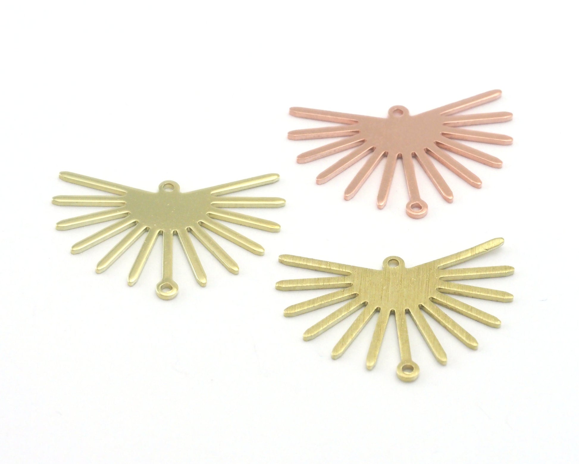 Sun Charms 25x20mm 2 hole Raw Copper - Brass - Brushed Brass findings R474-108