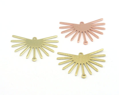 Sun Charms 25x20mm 2 hole Raw Copper - Brass - Brushed Brass findings R474-108