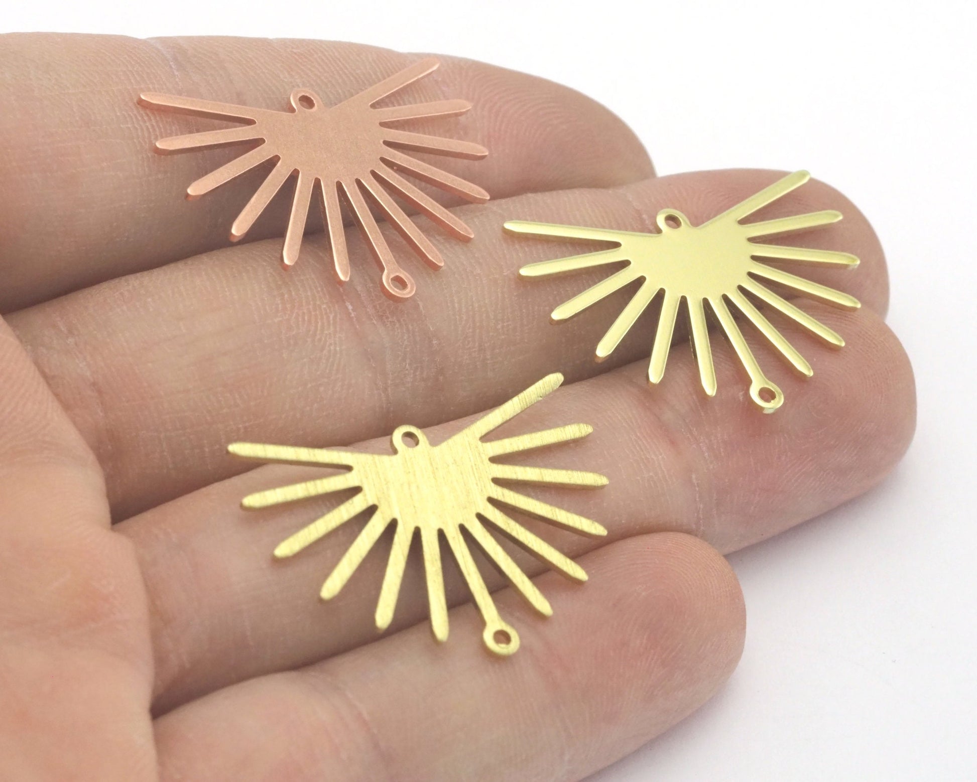 Sun Charms 25x20mm 2 hole Raw Copper - Brass - Brushed Brass findings R474-108