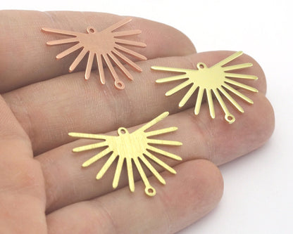 Sun Charms 30x22mm 2 hole Raw Copper - Brass - Brushed Brass findings R442-140