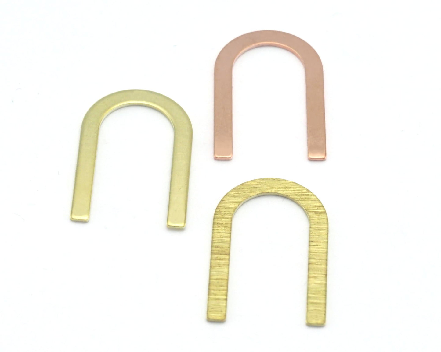 U Magnet shape flat No Hole 26x17mm Raw Copper - Raw Brass - Brushed findings R448-100